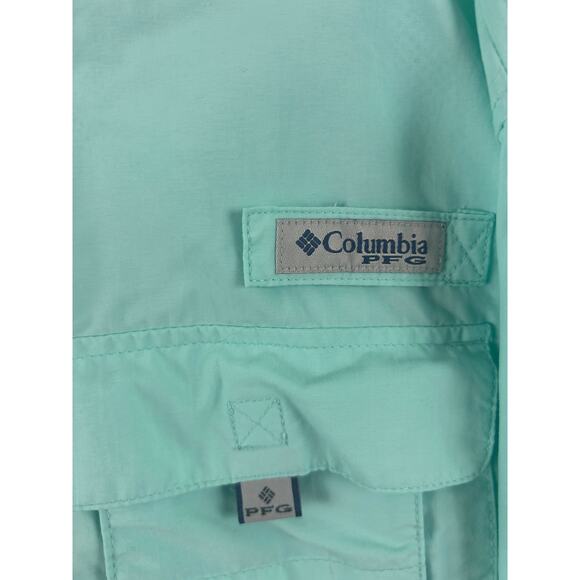Columbia PFG Omni-Shade Fishing Shirt Long Sleeve Button Up Teal Size L - Picture 6 of 10